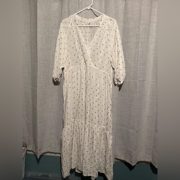Anthropologie Dresses & Skirts - Cream Long Sleeve Tiered Sundress